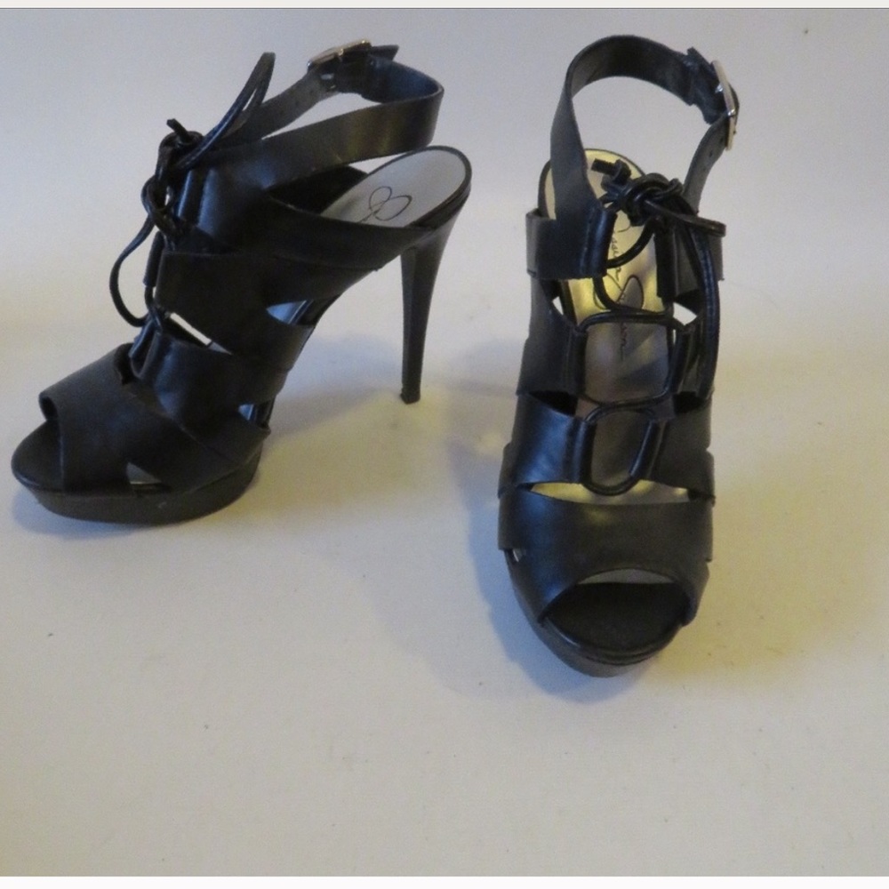 ISO Jessica Simpson lace-up leather heels /sandals
